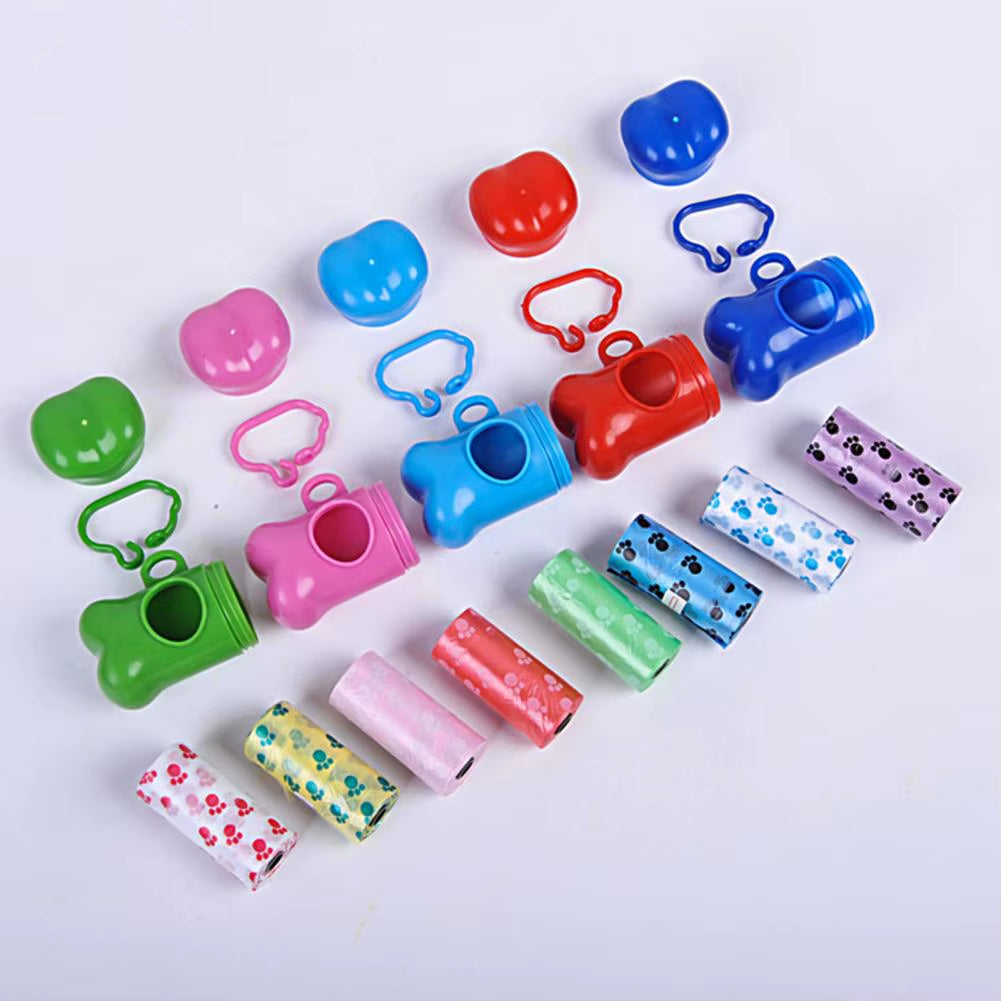 8*4Cm Clean-Up Bag Dispenser Bone Shape Outdoor Waste Bag Box with Plastic Clamp Poop Connection Holder Carrier for Walking Dog