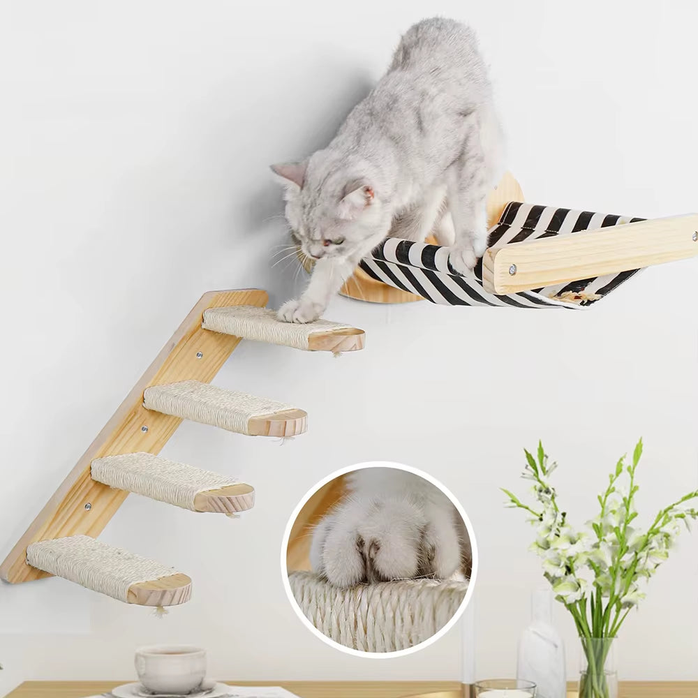 The "Sky-Loft" 3-Piece Relaxation Suite – Wall-Mounted Hammock & Sisal Ascent