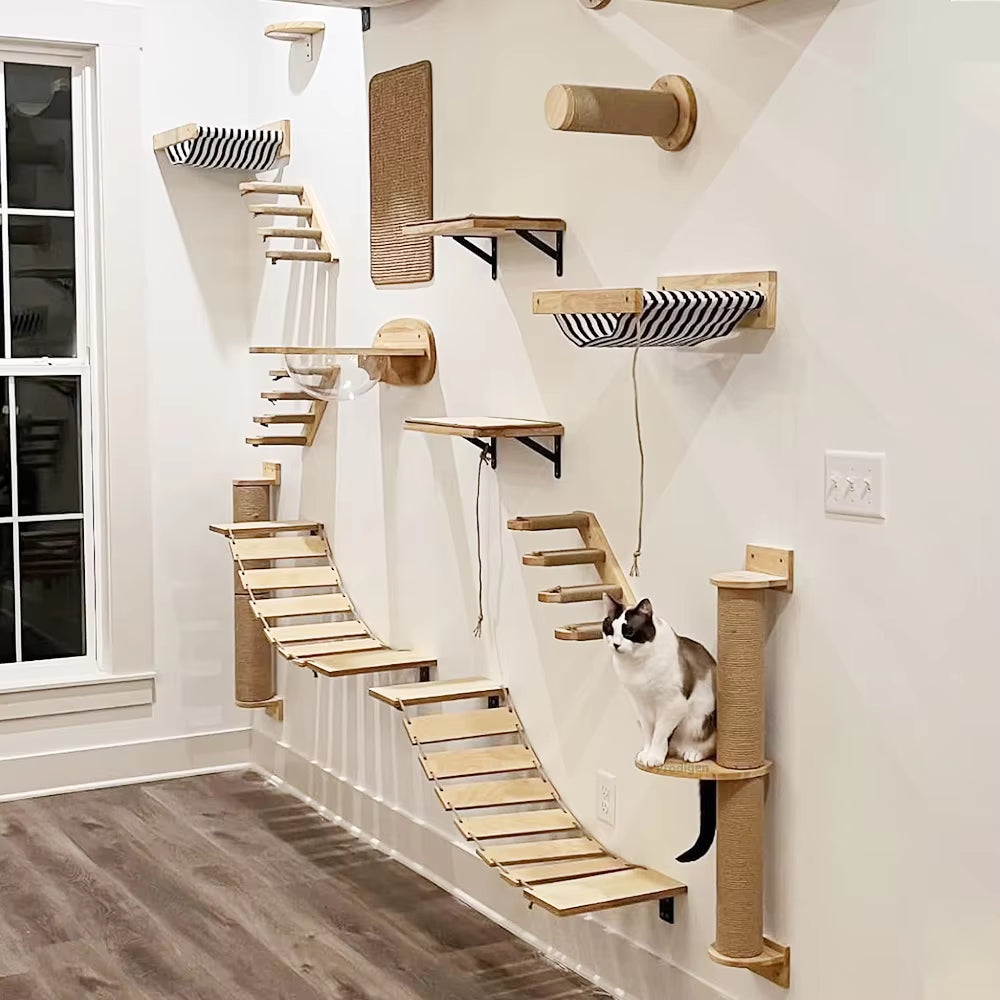 The "Ascend" 5-Piece Natural Pine Wall Suite – Modular Climbing Ladder & Hideaway