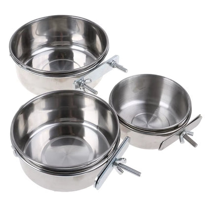 Pet Birds Stainless Steel Food Box Parakeet Parrot Hanging Cage Bowl Cup Bird Feeding Food Drinking Feeder anti Turnover Dish