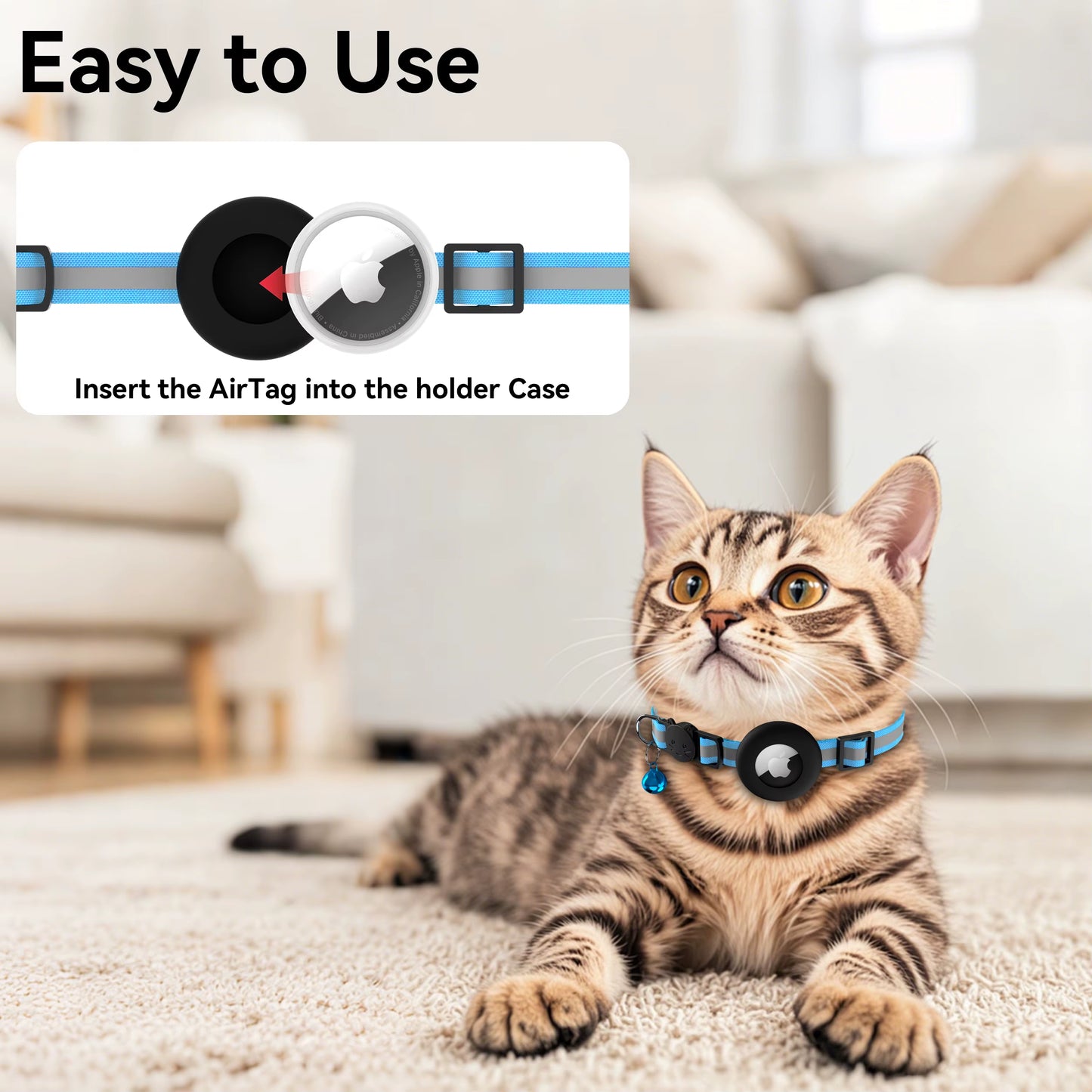 Cover for Apple Airtag Cat Collar Holder Silicone Strap Air Tag Anti-Lost Protective Cases for Cat Dog Pet Collar Harness Loop