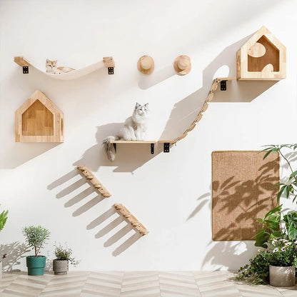 The "Ascend" 5-Piece Natural Pine Wall Suite – Modular Climbing Ladder & Hideaway