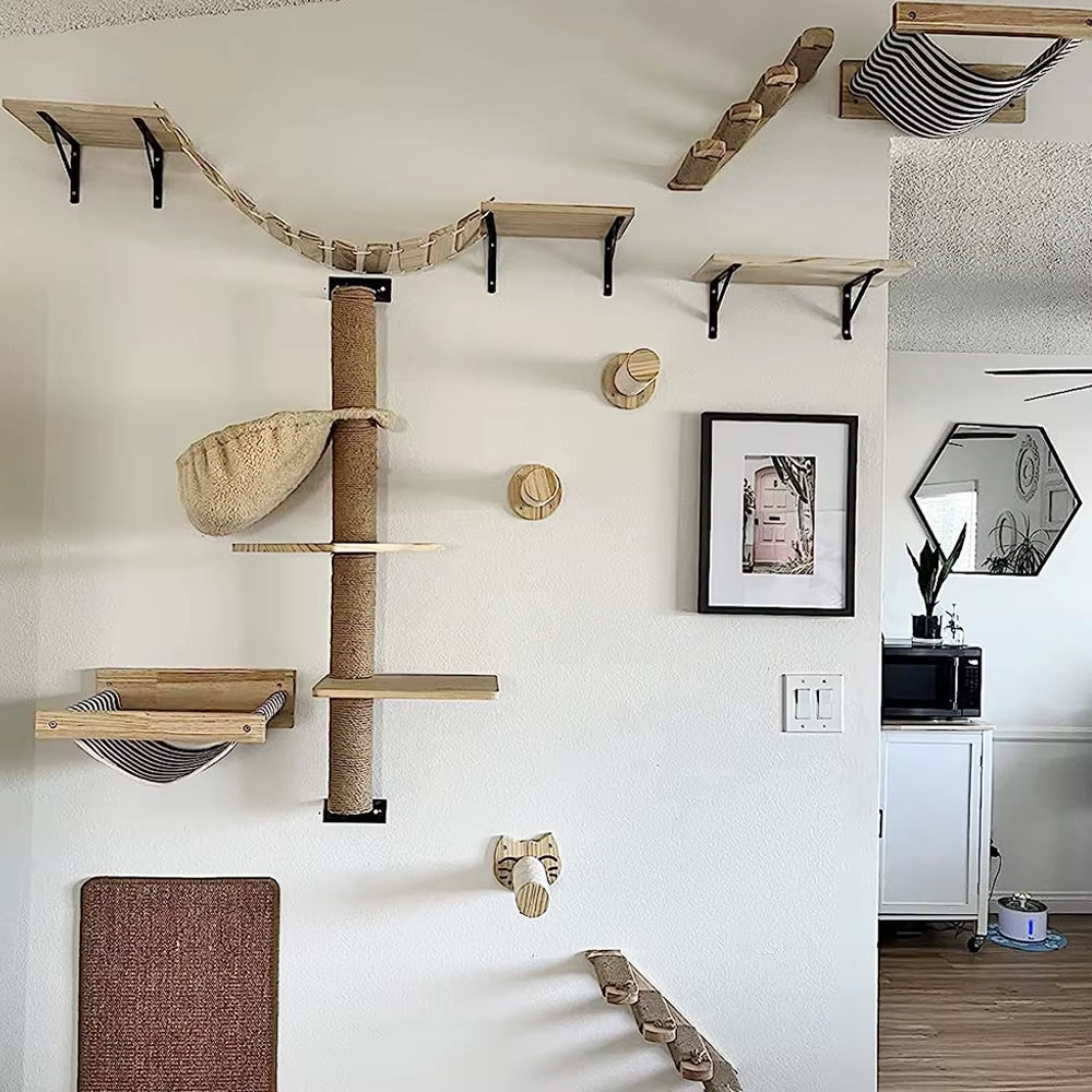 The "Ascend" 5-Piece Natural Pine Wall Suite – Modular Climbing Ladder & Hideaway
