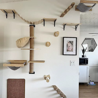 The "Ascend" 5-Piece Natural Pine Wall Suite – Modular Climbing Ladder & Hideaway