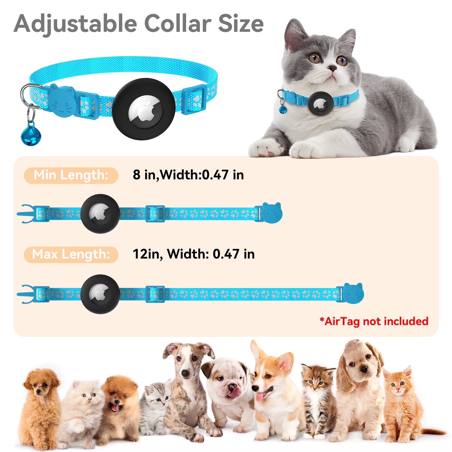 Cover for Apple Airtag Cat Collar Holder Silicone Strap Air Tag Anti-Lost Protective Cases for Cat Dog Pet Collar Harness Loop