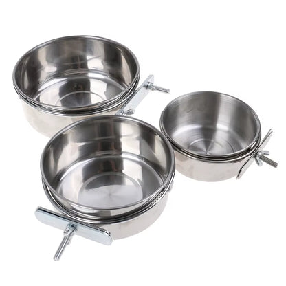 Pet Birds Stainless Steel Food Box Parakeet Parrot Hanging Cage Bowl Cup Bird Feeding Food Drinking Feeder anti Turnover Dish