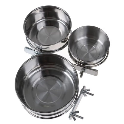 Pet Birds Stainless Steel Food Box Parakeet Parrot Hanging Cage Bowl Cup Bird Feeding Food Drinking Feeder anti Turnover Dish