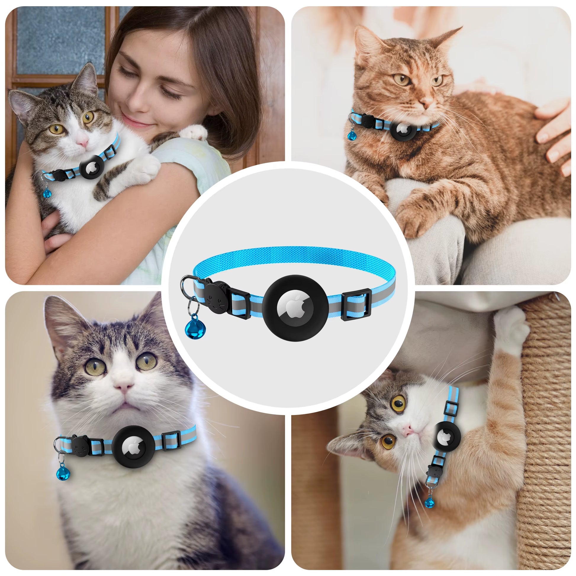 Cover for Apple Airtag Cat Collar Holder Silicone Strap Air Tag Anti-Lost Protective Cases for Cat Dog Pet Collar Harness Loop