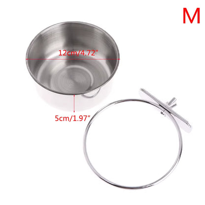 Pet Birds Stainless Steel Food Box Parakeet Parrot Hanging Cage Bowl Cup Bird Feeding Food Drinking Feeder anti Turnover Dish