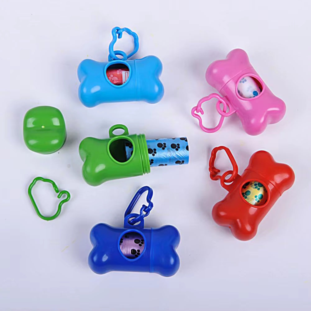 8*4Cm Clean-Up Bag Dispenser Bone Shape Outdoor Waste Bag Box with Plastic Clamp Poop Connection Holder Carrier for Walking Dog